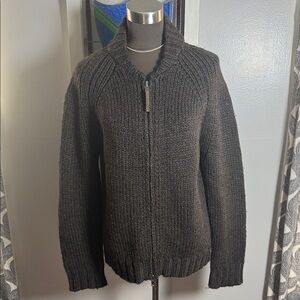 Lucky Brand Vintage 100% Wool Full-Zip Chunky Knit Sweater SZ S